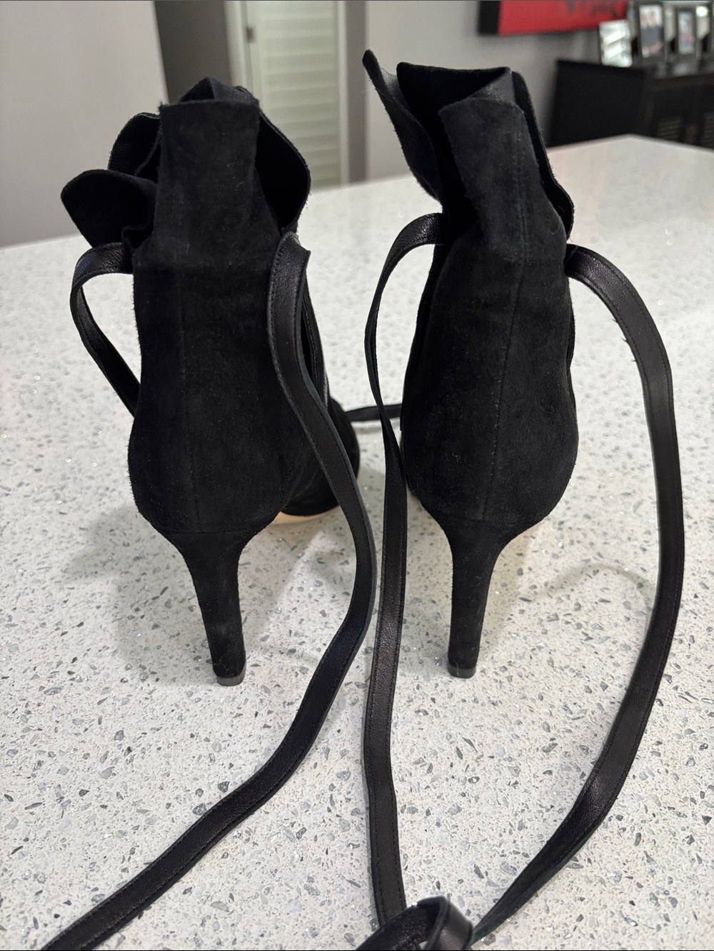Jimmy Choo Black Suede Wrap-Ankle Heeled Boots - Picture 3 of 6